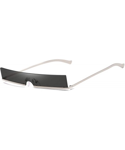 Trendy Tiny Rimless Rectangle Sunglasses Slim Rectangular - Black - C4199MXDMIN $9.29 Rimless