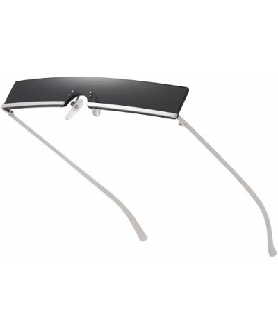 Trendy Tiny Rimless Rectangle Sunglasses Slim Rectangular - Black - C4199MXDMIN $9.29 Rimless