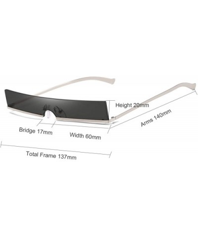 Trendy Tiny Rimless Rectangle Sunglasses Slim Rectangular - Black - C4199MXDMIN $9.29 Rimless