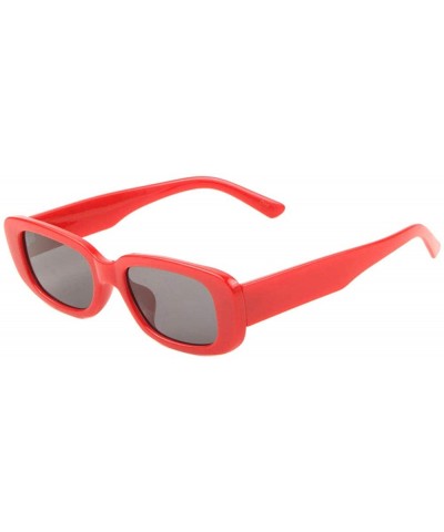 Rounded Square Thick Plastic Frame Sunglasses - Red - CJ1983I9Y3N $12.51 Square