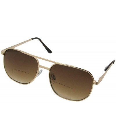 Square Aviator Bifocal Sunglasses B14 - Gold Frame Brown Lenses - C018IZKM00C $14.40 Square
