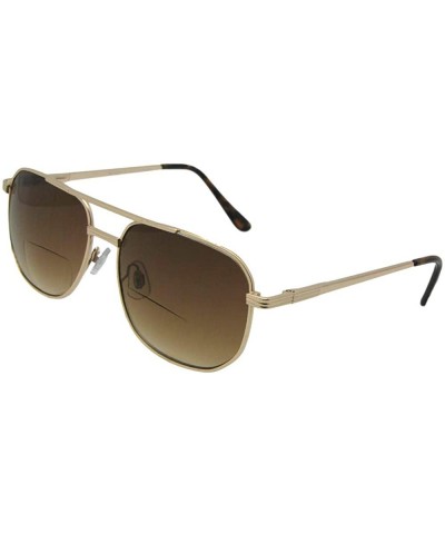 Square Aviator Bifocal Sunglasses B14 - Gold Frame Brown Lenses - C018IZKM00C $14.40 Square