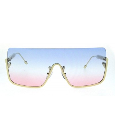 Womens Oceanic Pimp Tie Dye Gradient Lens Oversize Shield Sunglasses - Blue Red - CV18QGZAHDM $13.56 Shield