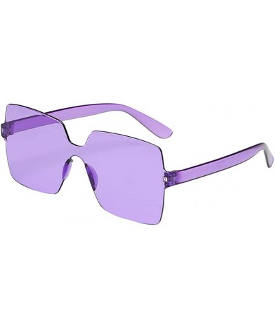 2020 New Unisex Oversized Square Candy Colors Glasses Rimless Frame Unisex Sunglasses - L - CU196SXWRYZ $4.92 Oversized