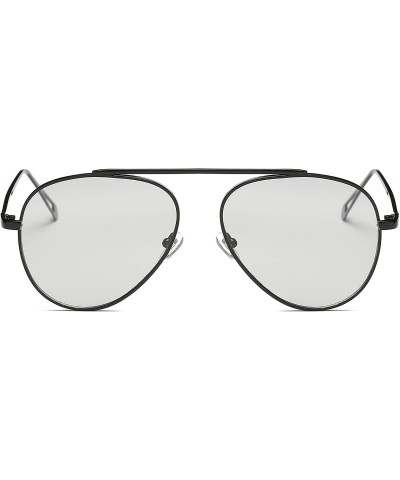 Circle Retro Vintage Metal Frame Colored Lens Round Aviator Sunglasses - Grey/Black - CX186UKUKQG $13.02 Aviator