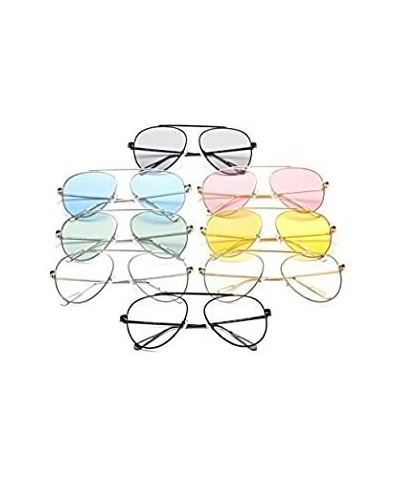 Circle Retro Vintage Metal Frame Colored Lens Round Aviator Sunglasses - Grey/Black - CX186UKUKQG $13.02 Aviator