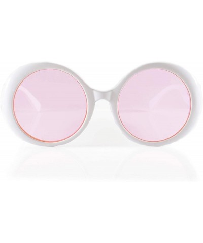 Retro Round Mod Look Bold Thick Frame Color Tinted Sunglasses A262 - (Tinted) Pink - CL18Q22Z9TI $5.08 Oversized