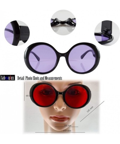 Retro Round Mod Look Bold Thick Frame Color Tinted Sunglasses A262 - (Tinted) Pink - CL18Q22Z9TI $5.08 Oversized