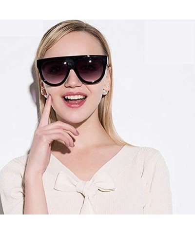 Oversized Sunglasses for Women Vintage Retro Goggles Flat Top Shades - Black Frame/Gradient Grey Lens - C518XH2YAT9 $7.10 Goggle