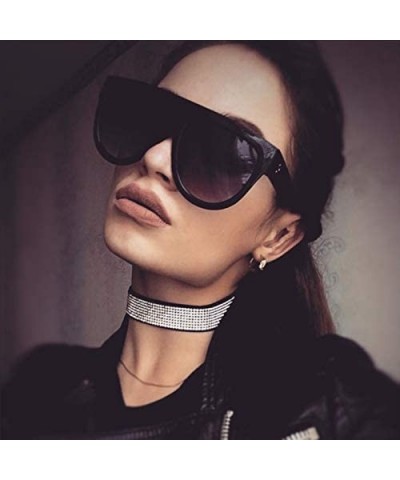 Oversized Sunglasses for Women Vintage Retro Goggles Flat Top Shades - Black Frame/Gradient Grey Lens - C518XH2YAT9 $7.10 Goggle