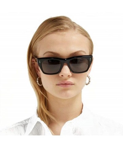 High-end unisex rice nails classic wild retro trend brand designer sunglasses UV400 - Black - CM18RI9QYQX $10.35 Square