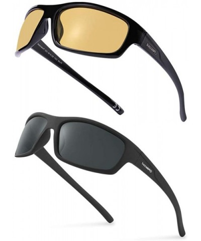 2 PACK Polarized Sport Sunglasses for Men and Women Matte Finish Sun Glasses Mirrored Lens UV Blocking - CI198KOR5TY $11.75 Wrap