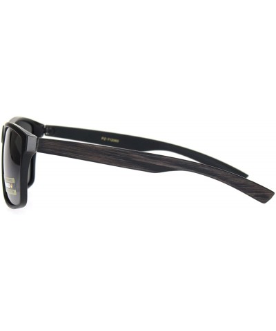 Polarized Mens Wood Grain Arm Sport Horned Rim Sunglasses - Brown Wood Arm W/ Black Lens - CC18NKU27EM $7.83 Rectangular