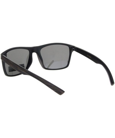 Polarized Mens Wood Grain Arm Sport Horned Rim Sunglasses - Brown Wood Arm W/ Black Lens - CC18NKU27EM $7.83 Rectangular