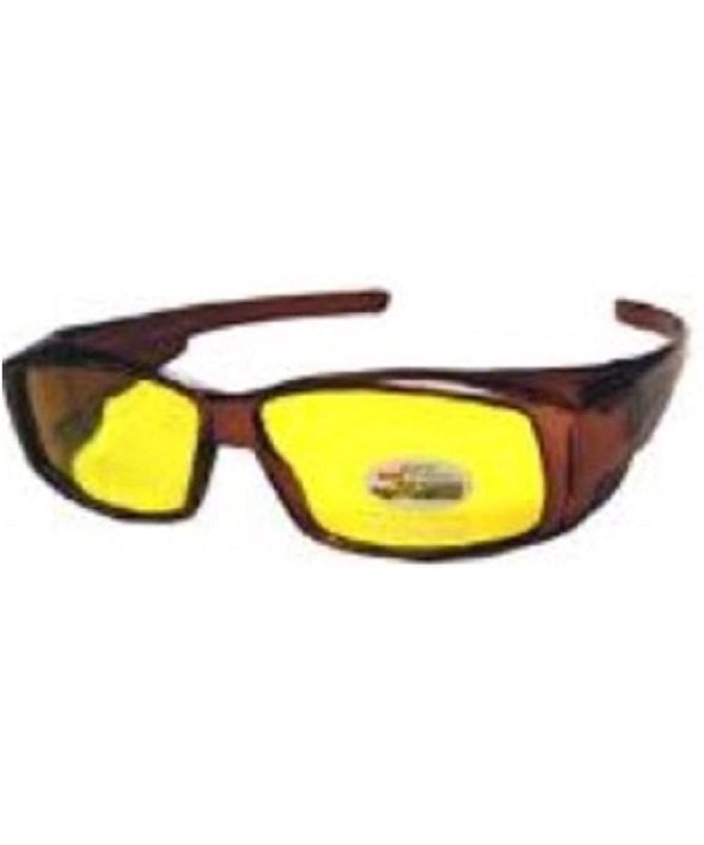 Polarized Fit Over Wear Over Glasses Sunglasses Men and Womens Rectangular Frame - Brown Yellow - C712O7WH279 $6.98 Sport