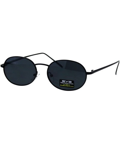 Unisex Oval Sunglasses Metal Frame Vintage Retro Fashion UV 400 - Black (Black) - CI18HWTDQC9 $6.00 Oval