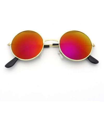 Women Sunglasses Round Men Retro Metal Frame Vintage Luxury Mirror Tiny Female Lens Sun Glasses - 2 - CK198A2OLOS $27.53 Round