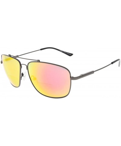 Memory Bifocal Sunglasses Bendable Titanium Reading Sunglasses - Gunmetal Frame Red Mirror - CM180333RWO $26.58 Rectangular