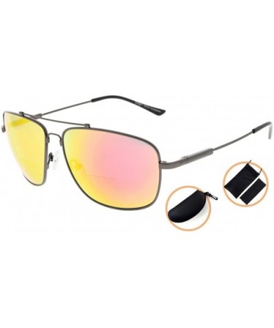 Memory Bifocal Sunglasses Bendable Titanium Reading Sunglasses - Gunmetal Frame Red Mirror - CM180333RWO $26.58 Rectangular