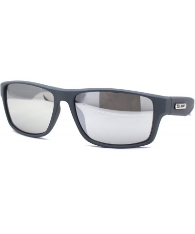 Mens Rubberized Matte Sport Rectangle Horn Sunglasses - Grey Silver Mirror - C9197E9LCOD $6.04 Sport