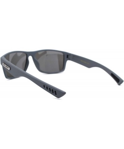 Mens Rubberized Matte Sport Rectangle Horn Sunglasses - Grey Silver Mirror - C9197E9LCOD $6.04 Sport