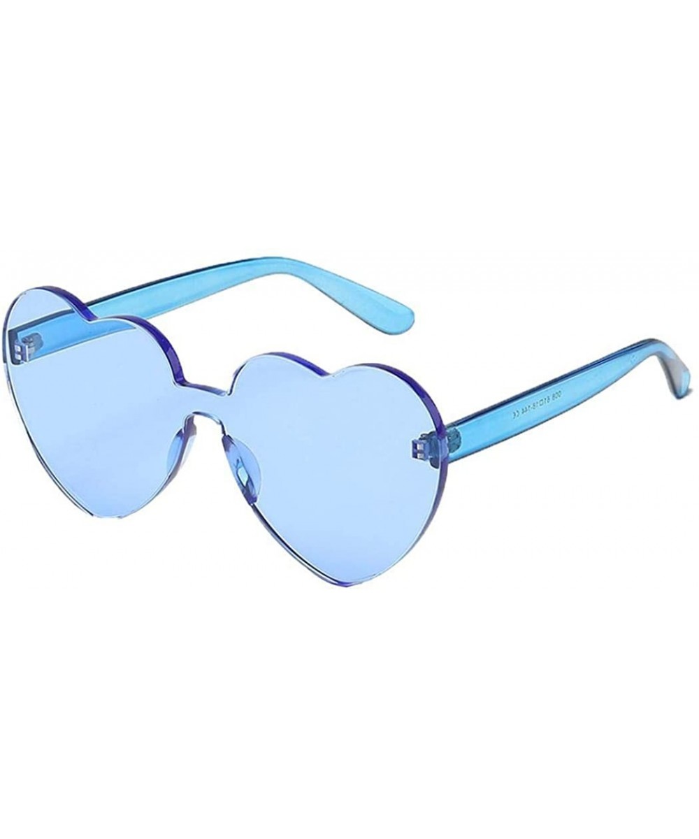 Heart Shaped Rimless Sunglasses Transparent Tinted Candy Color Eyewear Frameless Glasses - Blue - CE1953N3U95 $17.45 Rimless