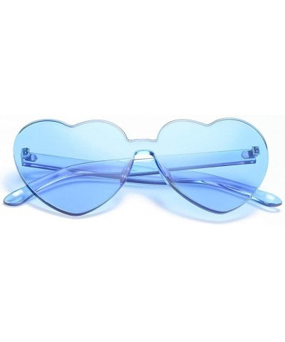 Heart Shaped Rimless Sunglasses Transparent Tinted Candy Color Eyewear Frameless Glasses - Blue - CE1953N3U95 $17.45 Rimless