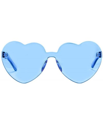 Heart Shaped Rimless Sunglasses Transparent Tinted Candy Color Eyewear Frameless Glasses - Blue - CE1953N3U95 $17.45 Rimless