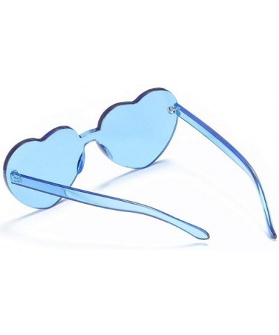 Heart Shaped Rimless Sunglasses Transparent Tinted Candy Color Eyewear Frameless Glasses - Blue - CE1953N3U95 $17.45 Rimless