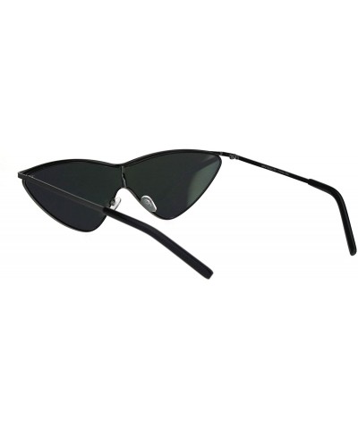 Womens Flat Top Retro Shield Cat Eye Metal Rim Sunglasses - Black Yellow Mirror - CL18IR5LW2O $9.87 Shield