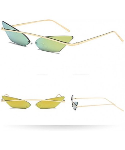 Cat Eye Vintage Sunglasses for Women Metal Reflective Flat Lens Sun Glasses Female UV400 - C2 - CO199U33EAE $7.55 Cat Eye