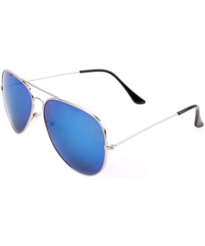 Classic Aviator Sunglasses Eyeglasses - Silver Frame Blue Lens - C118D9CAEKZ $7.40 Sport