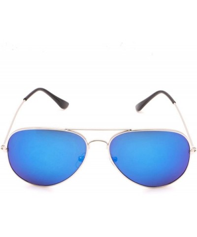 Classic Aviator Sunglasses Eyeglasses - Silver Frame Blue Lens - C118D9CAEKZ $7.40 Sport