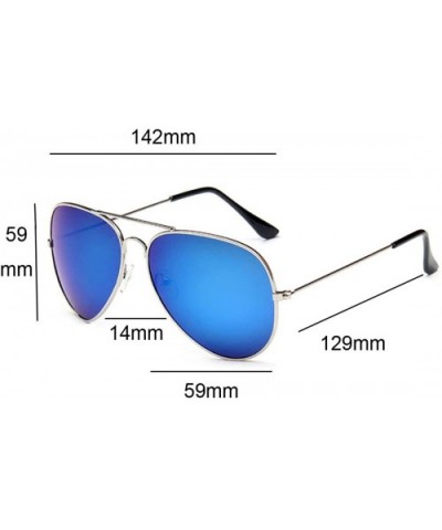 Classic Aviator Sunglasses Eyeglasses - Silver Frame Blue Lens - C118D9CAEKZ $7.40 Sport