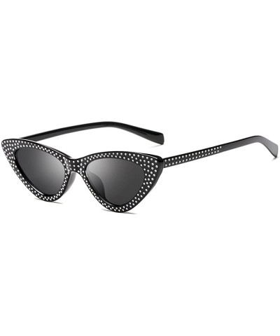 Retro Rhinestone Cat Eye Sunglasses for Women Clout Goggles Plastic Frame Glasses - Black - C218E5GO4T8 $7.17 Cat Eye