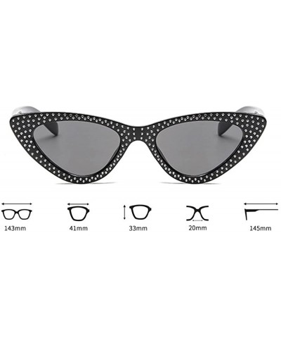 Retro Rhinestone Cat Eye Sunglasses for Women Clout Goggles Plastic Frame Glasses - Black - C218E5GO4T8 $7.17 Cat Eye