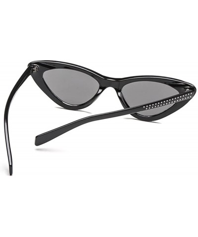 Retro Rhinestone Cat Eye Sunglasses for Women Clout Goggles Plastic Frame Glasses - Black - C218E5GO4T8 $7.17 Cat Eye