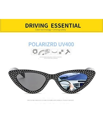 Retro Rhinestone Cat Eye Sunglasses for Women Clout Goggles Plastic Frame Glasses - Black - C218E5GO4T8 $7.17 Cat Eye