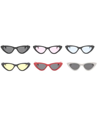 Retro Rhinestone Cat Eye Sunglasses for Women Clout Goggles Plastic Frame Glasses - Black - C218E5GO4T8 $7.17 Cat Eye