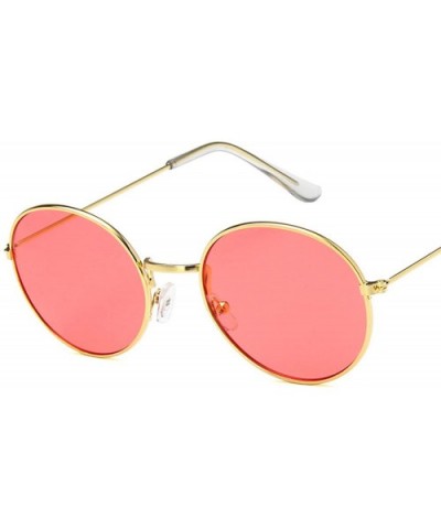 Women Retro Small Round Sunglasses Yellow Luxury Mirror Sun Glasses Metal Frame Vintage Lenses - 7 - CD198ZQE2LC $27.57 Square