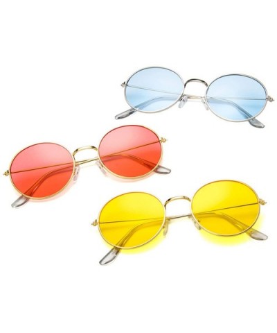 Women Retro Small Round Sunglasses Yellow Luxury Mirror Sun Glasses Metal Frame Vintage Lenses - 7 - CD198ZQE2LC $27.57 Square