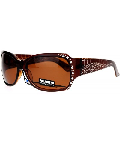 Anti Glare Polarized Womens Rhinestone Plastic Rectangular Butterfly Sunglasses - Brown - CP11SOL18DR $7.46 Rectangular