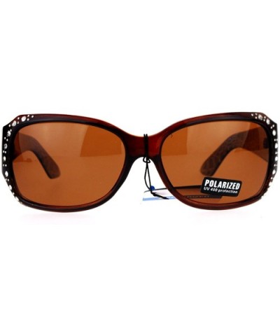 Anti Glare Polarized Womens Rhinestone Plastic Rectangular Butterfly Sunglasses - Brown - CP11SOL18DR $7.46 Rectangular