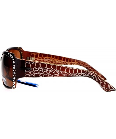 Anti Glare Polarized Womens Rhinestone Plastic Rectangular Butterfly Sunglasses - Brown - CP11SOL18DR $7.46 Rectangular