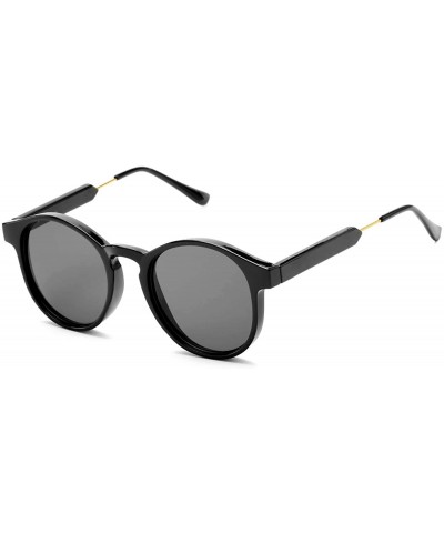 Vintage Oversize Round Polarized Sunglasses for Women and Men - Black/Grey - CU18OYAUCI0 $7.89 Cat Eye