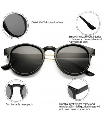 Vintage Oversize Round Polarized Sunglasses for Women and Men - Black/Grey - CU18OYAUCI0 $7.89 Cat Eye