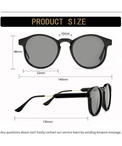 Vintage Oversize Round Polarized Sunglasses for Women and Men - Black/Grey - CU18OYAUCI0 $7.89 Cat Eye