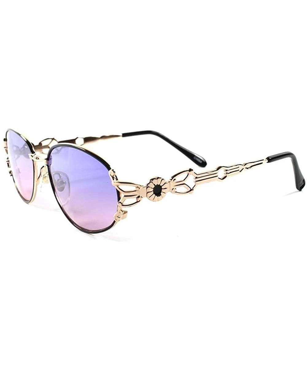 Classic Vintage Retro Fashion 50s 60s Womens Stylish Oval Sunglasses - Gold 6 - CF189AN9II4 $10.74 Oval