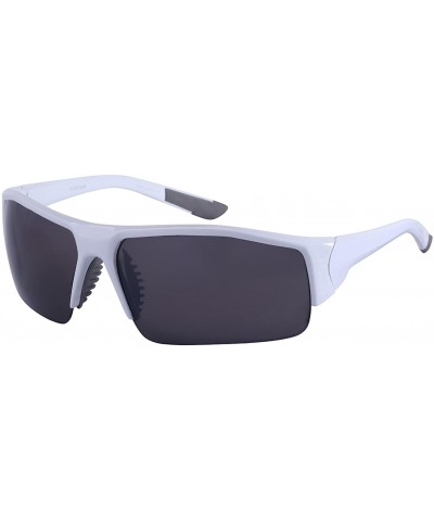 Men's Rectangular Half Frame Performance Sunglasses 570076AM-FM - White - C7126ZMPKU3 $7.06 Rectangular