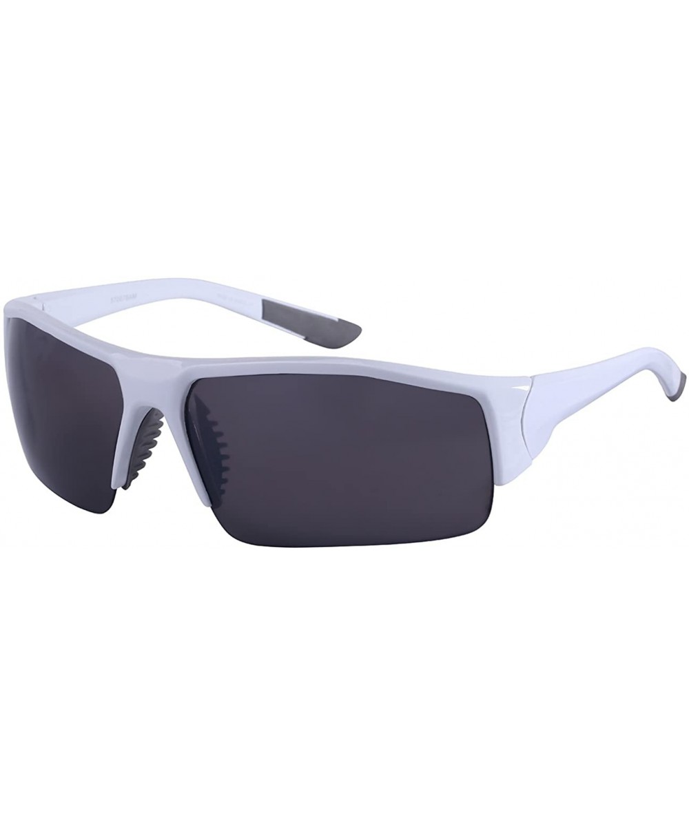 Men's Rectangular Half Frame Performance Sunglasses 570076AM-FM - White - C7126ZMPKU3 $7.06 Rectangular